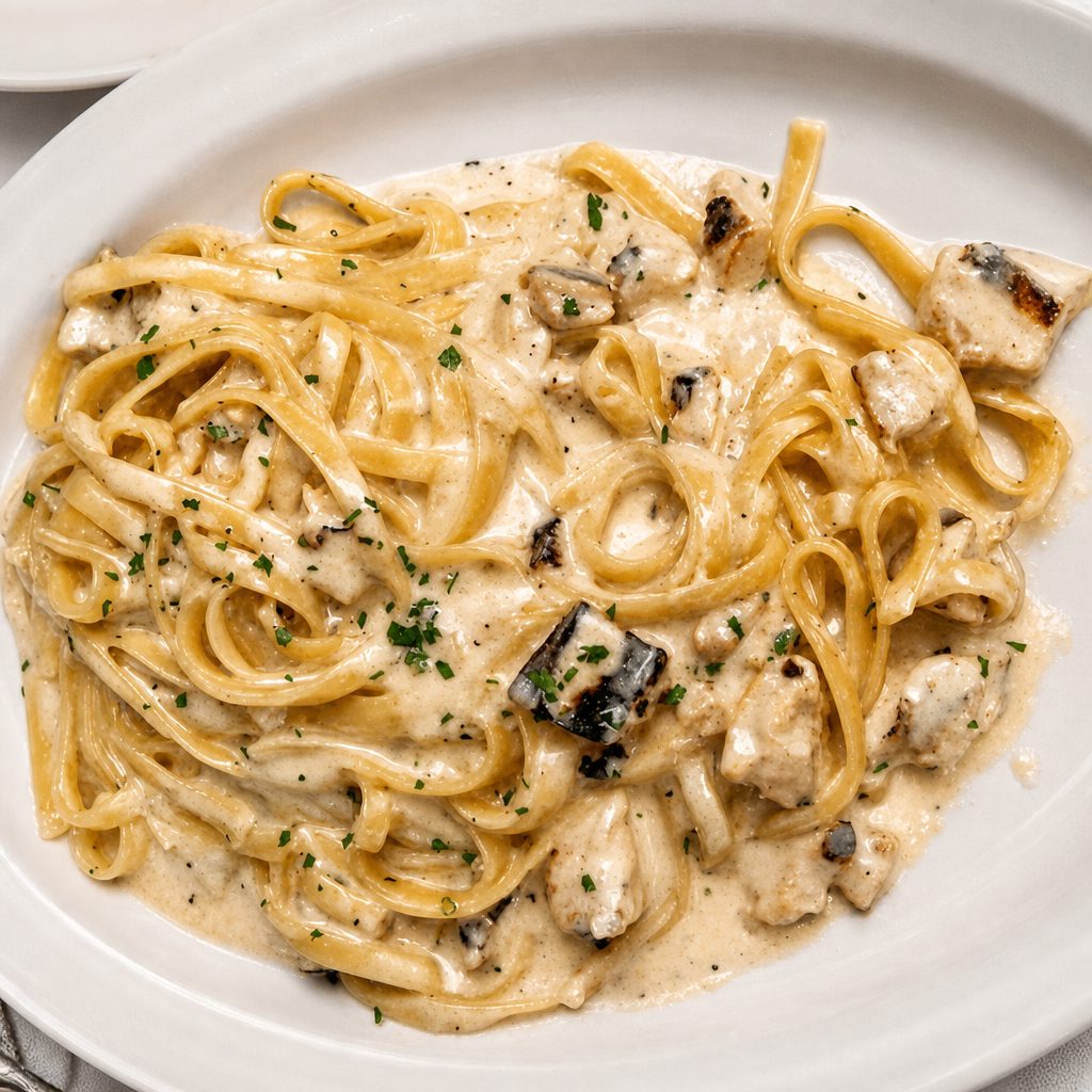 Fettuccine Alfredo Con Pollo.